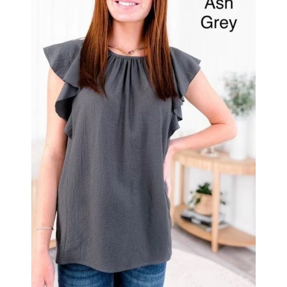 Zenana black blouse zenana blose womens small flutter sleeve butterfly small NEW